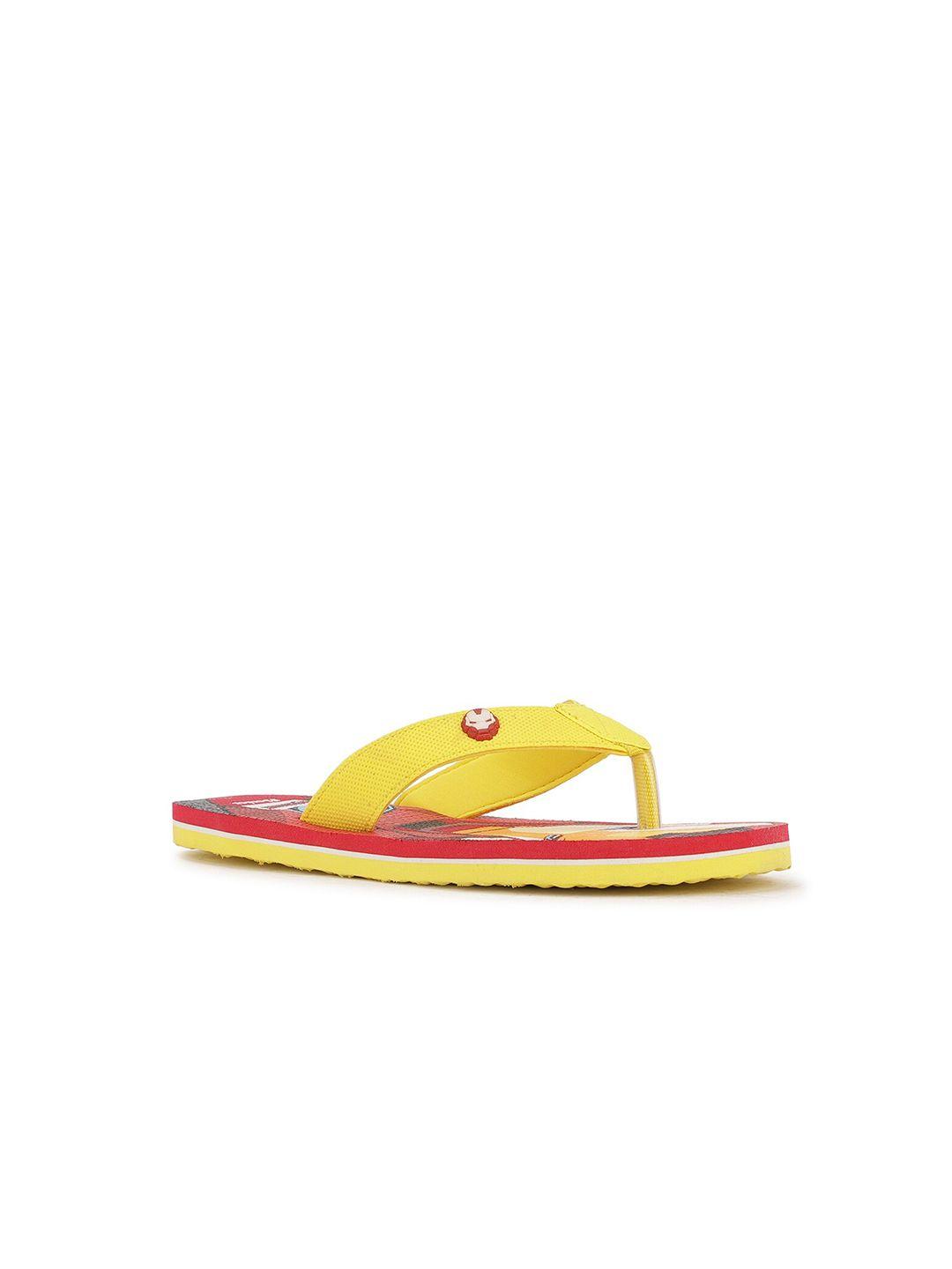 disney girls red & yellow avengers printed thong flip-flops