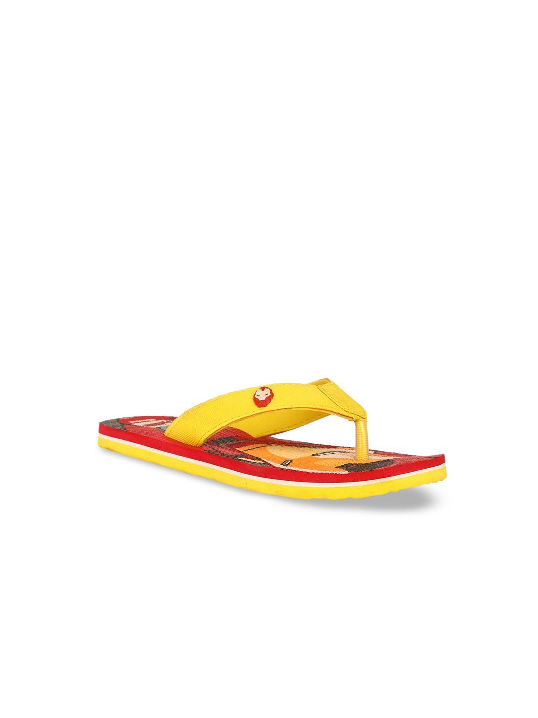 disney girls yellow & red iron man printed thong flip-flops