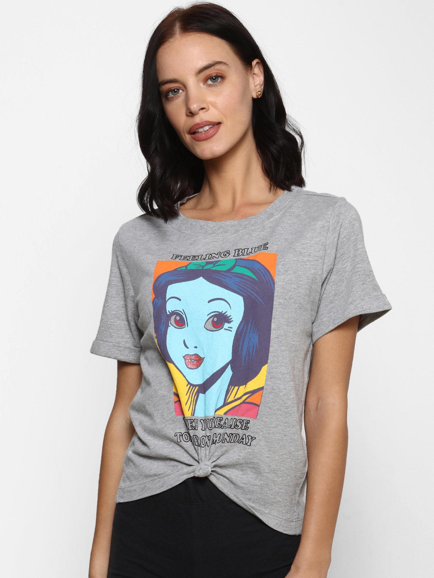 disney graphic print grey t shirt