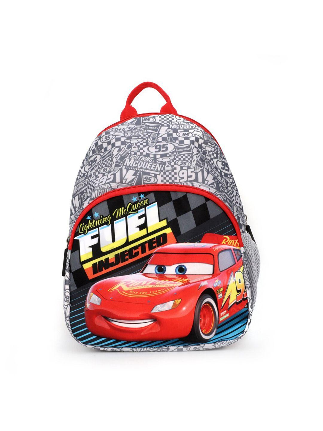 disney kids-boys grey & red graphic backpack