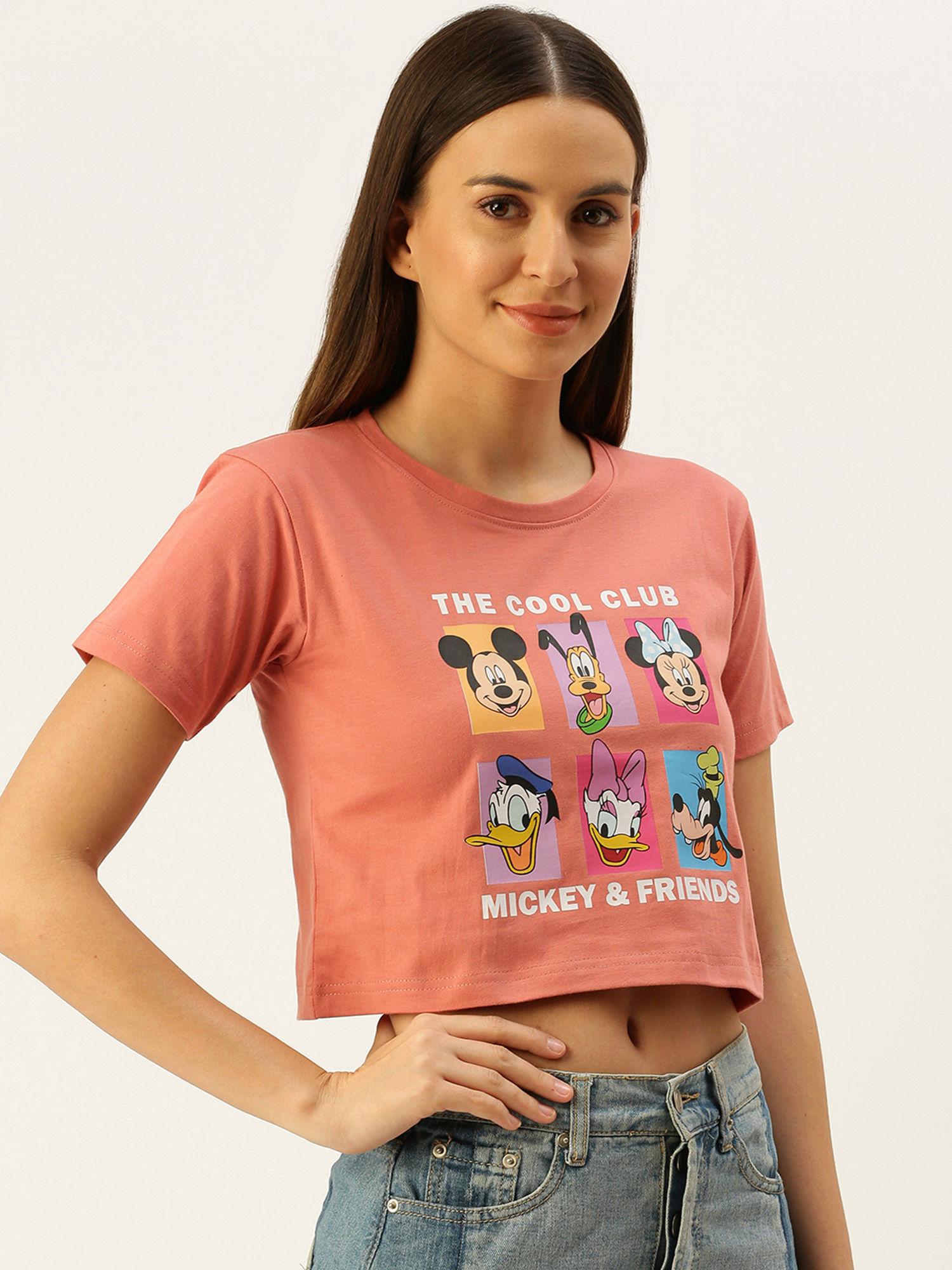 disney mickey and friends half sleeve crop top for women