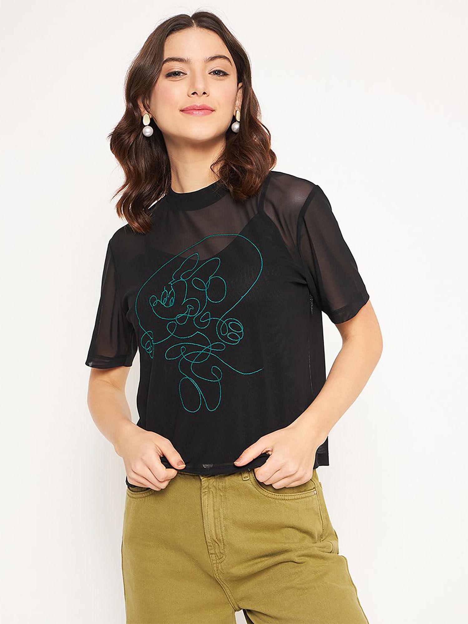 disney mini mouse black mesh top