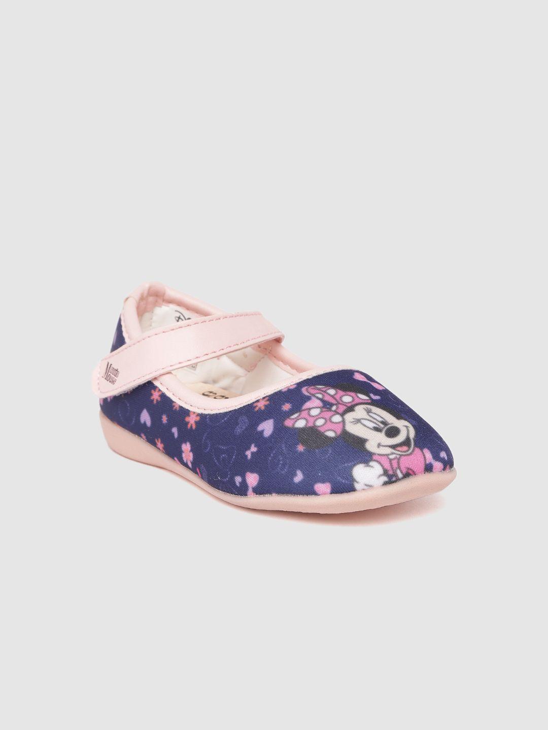 disney minnie by toothless girls navy & pink printed mary janes
