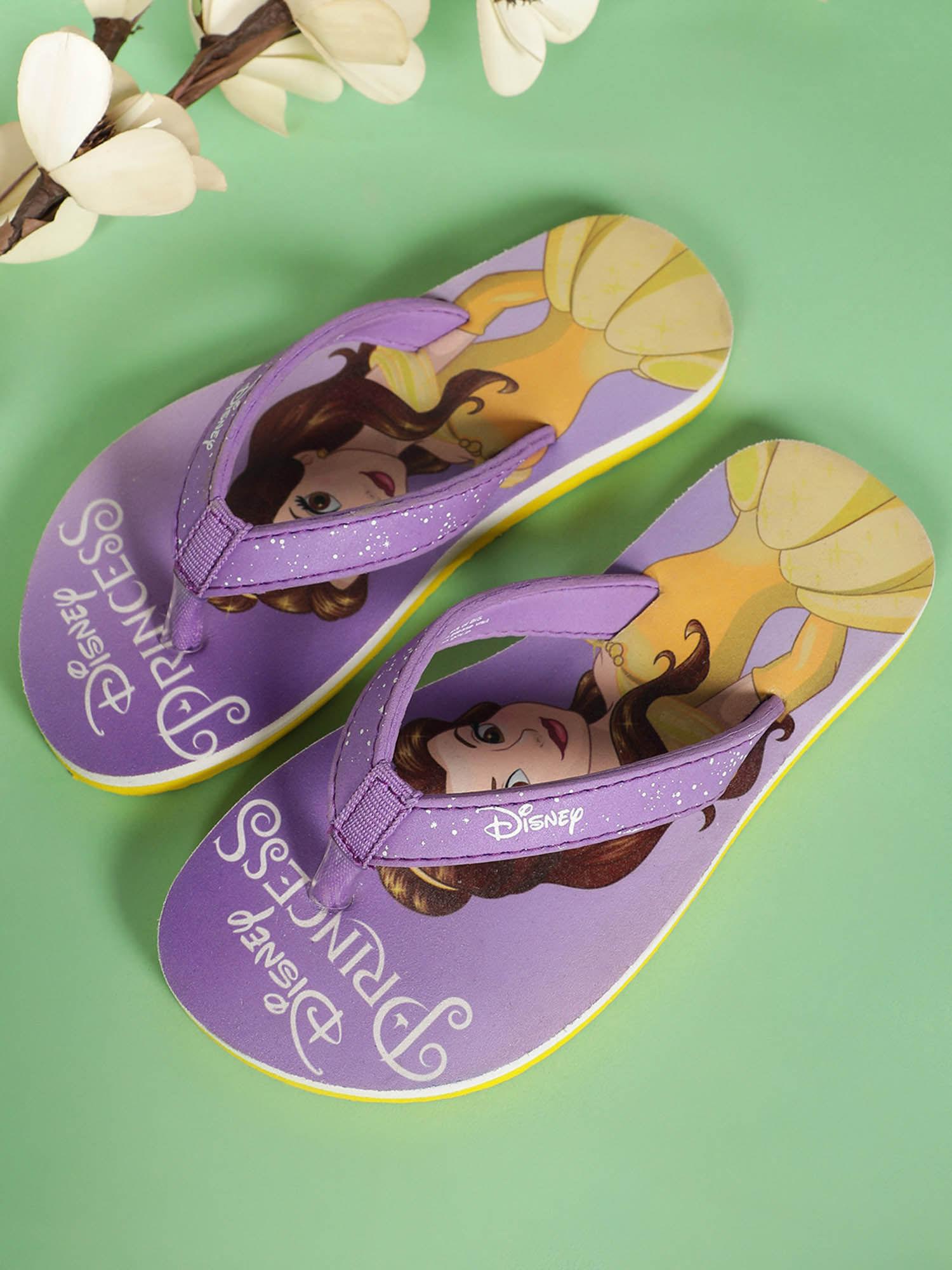 disney princess printed kids girls purple flipflops