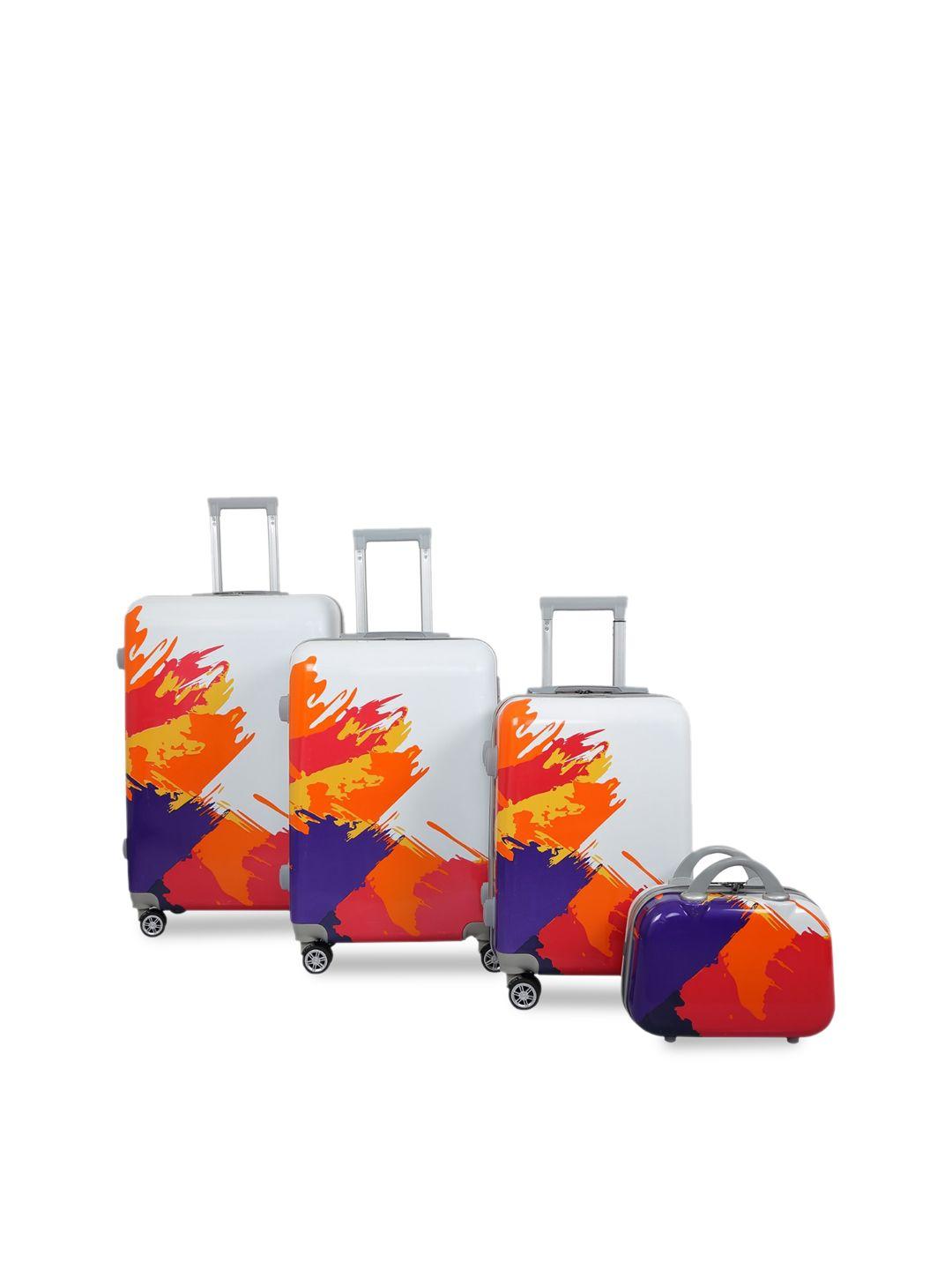 disney set of 4 printed hard-sided trolley suitcase