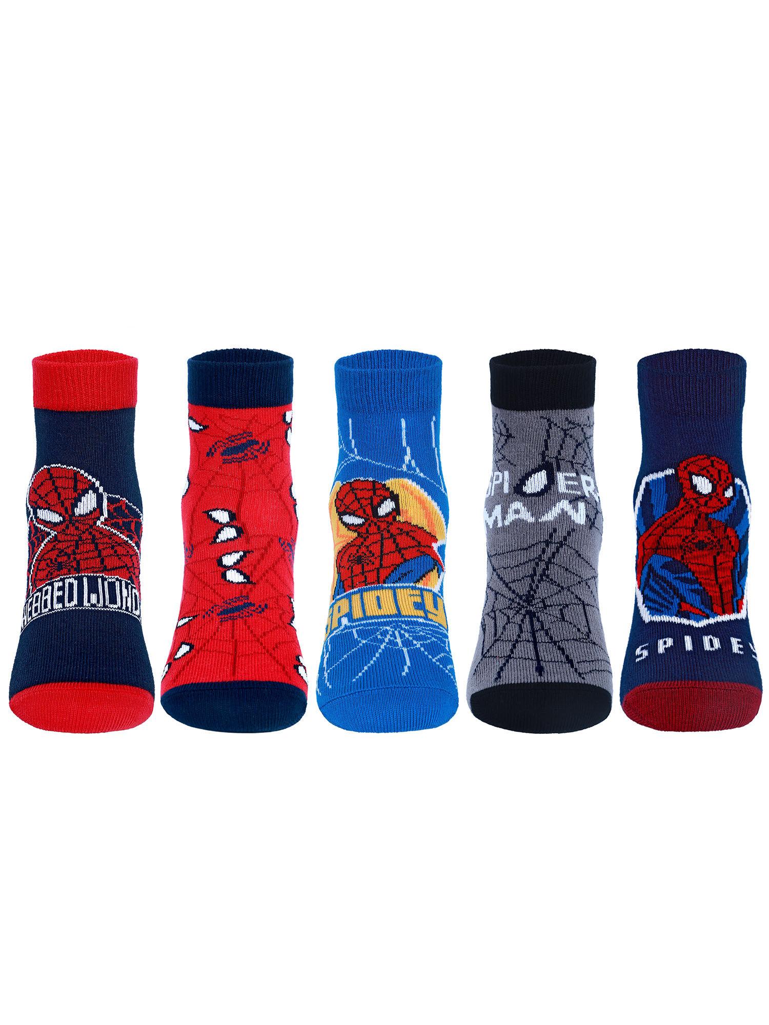 disney spiderman ankle length socks collection for kids (pack of 5)
