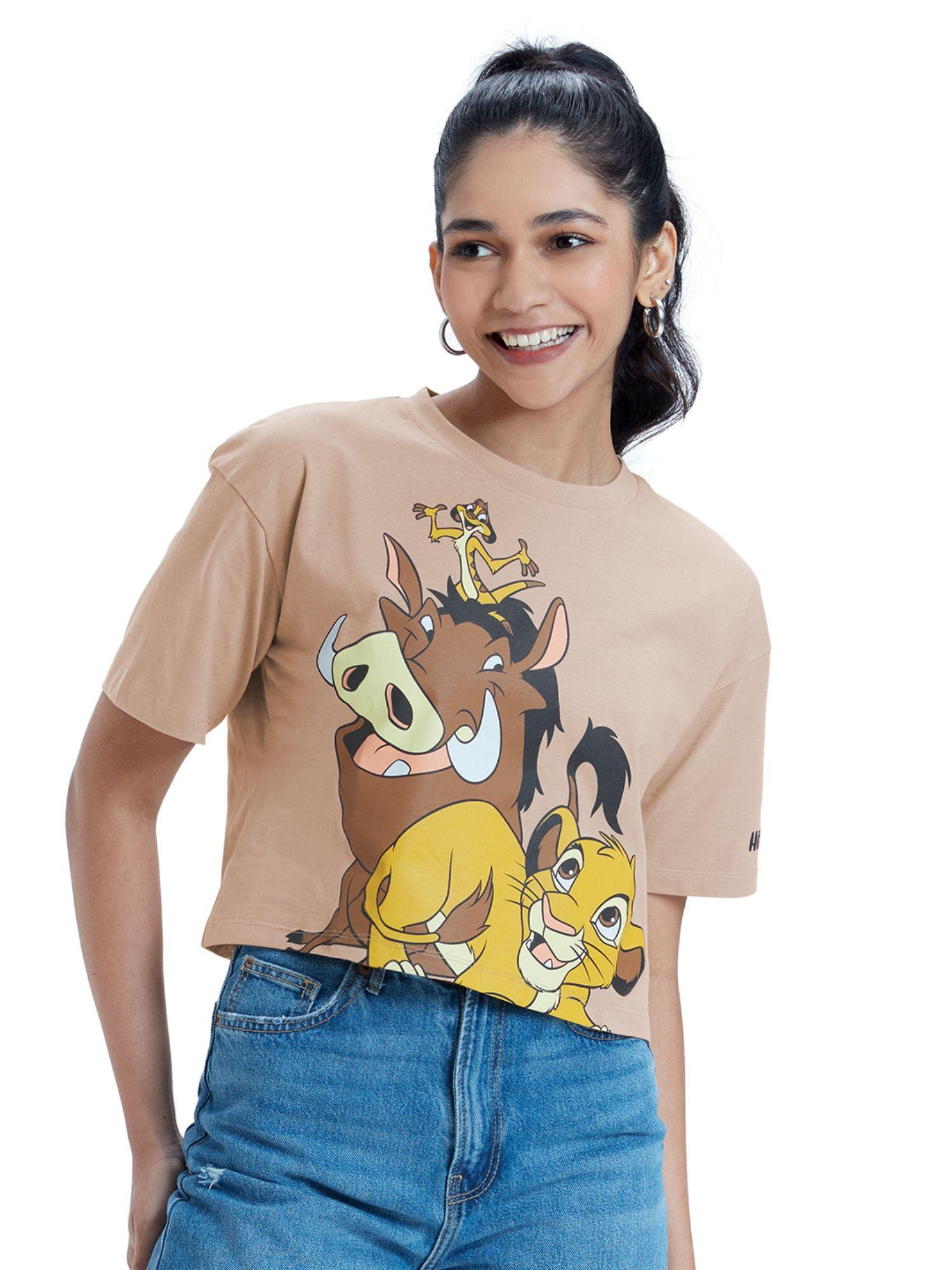 disney tan hakuna matata oversized cropped t-shirt for women