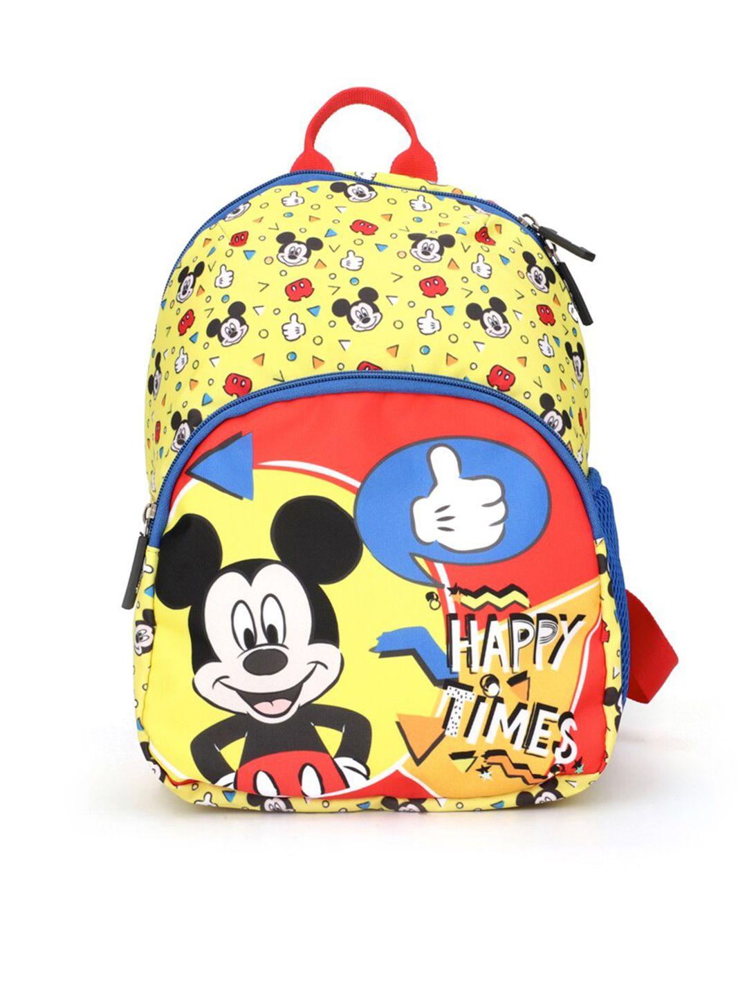 disney unisex kids yellow & blue mickey mouse print backpack with compression straps