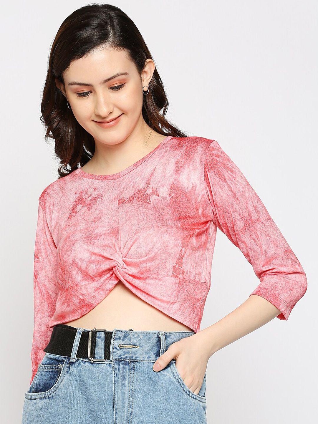 disrupt peach-coloured twisted crop top