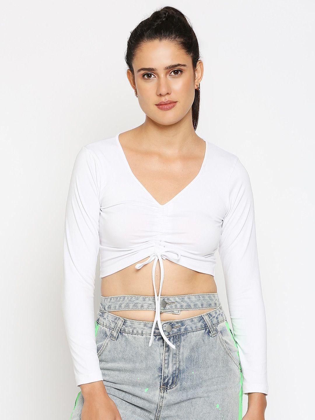 disrupt v-neck tie-up fitted crop top