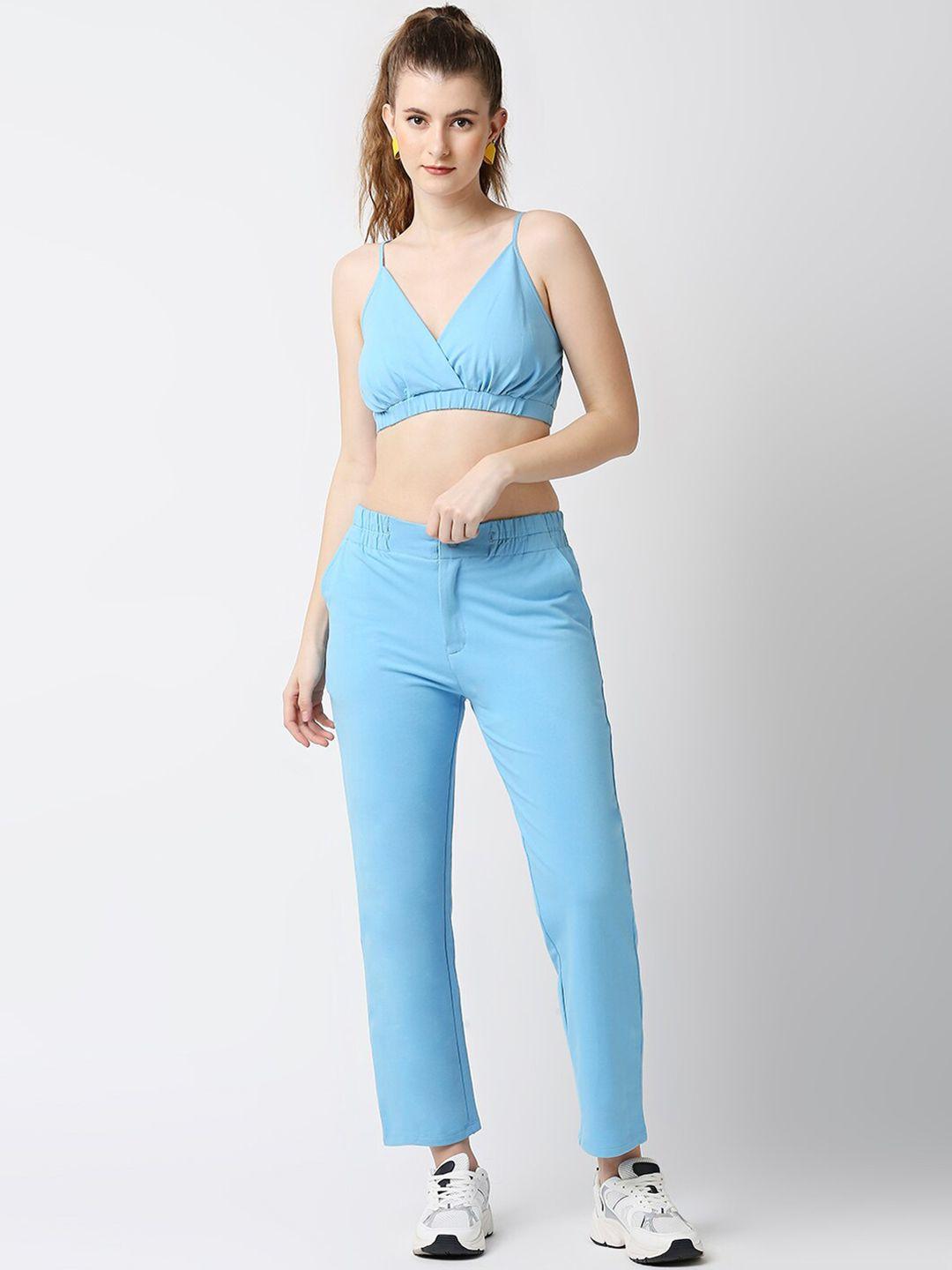 disrupt women comfort-fit bralette crop top with trousers co-ords