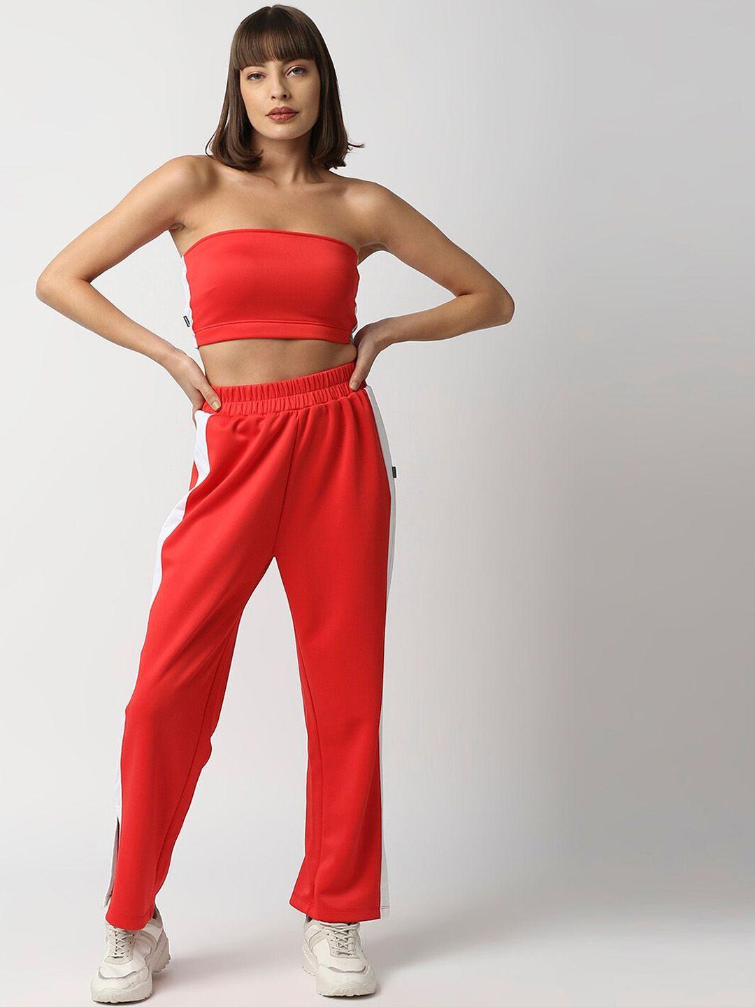 disrupt women wide leg slit pants with tube top co-ord set