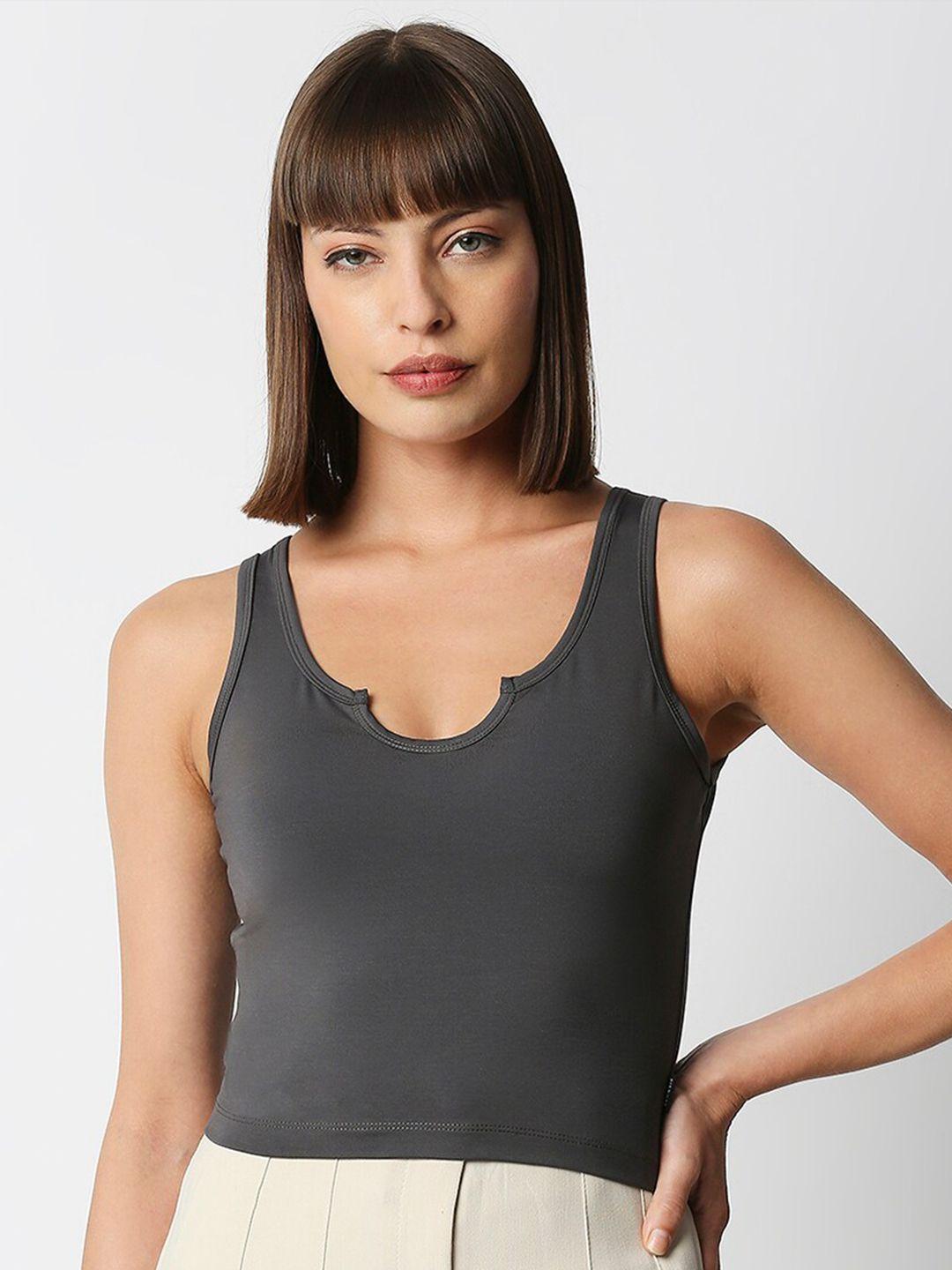 disrupt charcoal grey sleeveless crop top