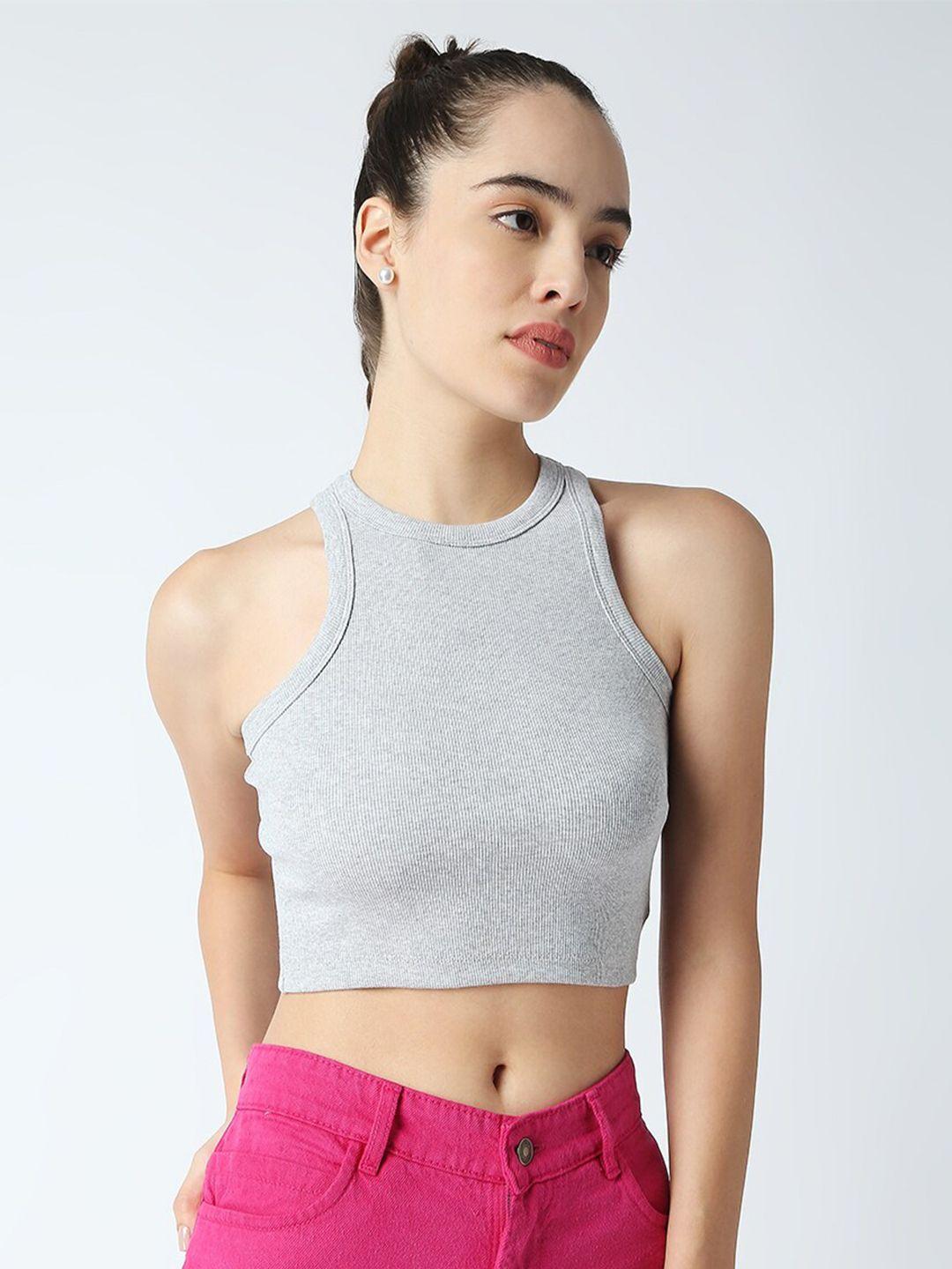 disrupt grey halter neck crop top