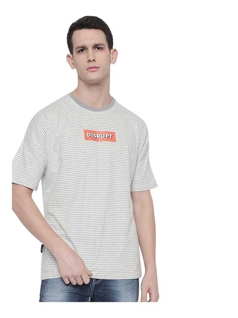 disrupt grey round neck striped t-shirt