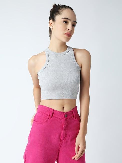 disrupt grey sleeveless crop top