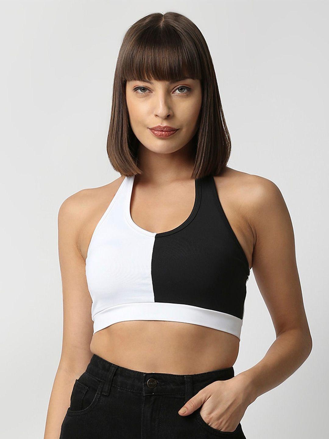 disrupt halter neck colourblocked slim fit bralette crop top