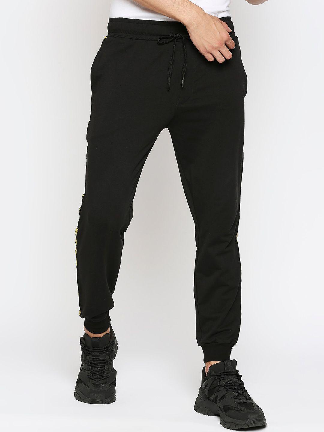 disrupt men black solid pure cotton joggers track pants