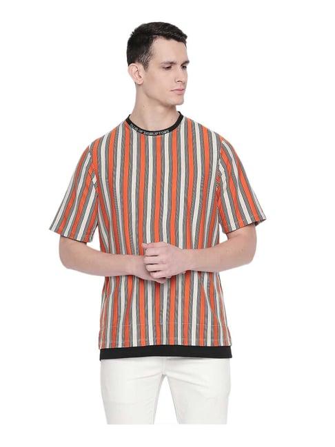 disrupt orange regular fit striped t-shirt