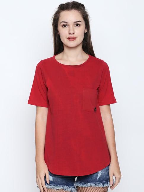 disrupt red cotton printed top