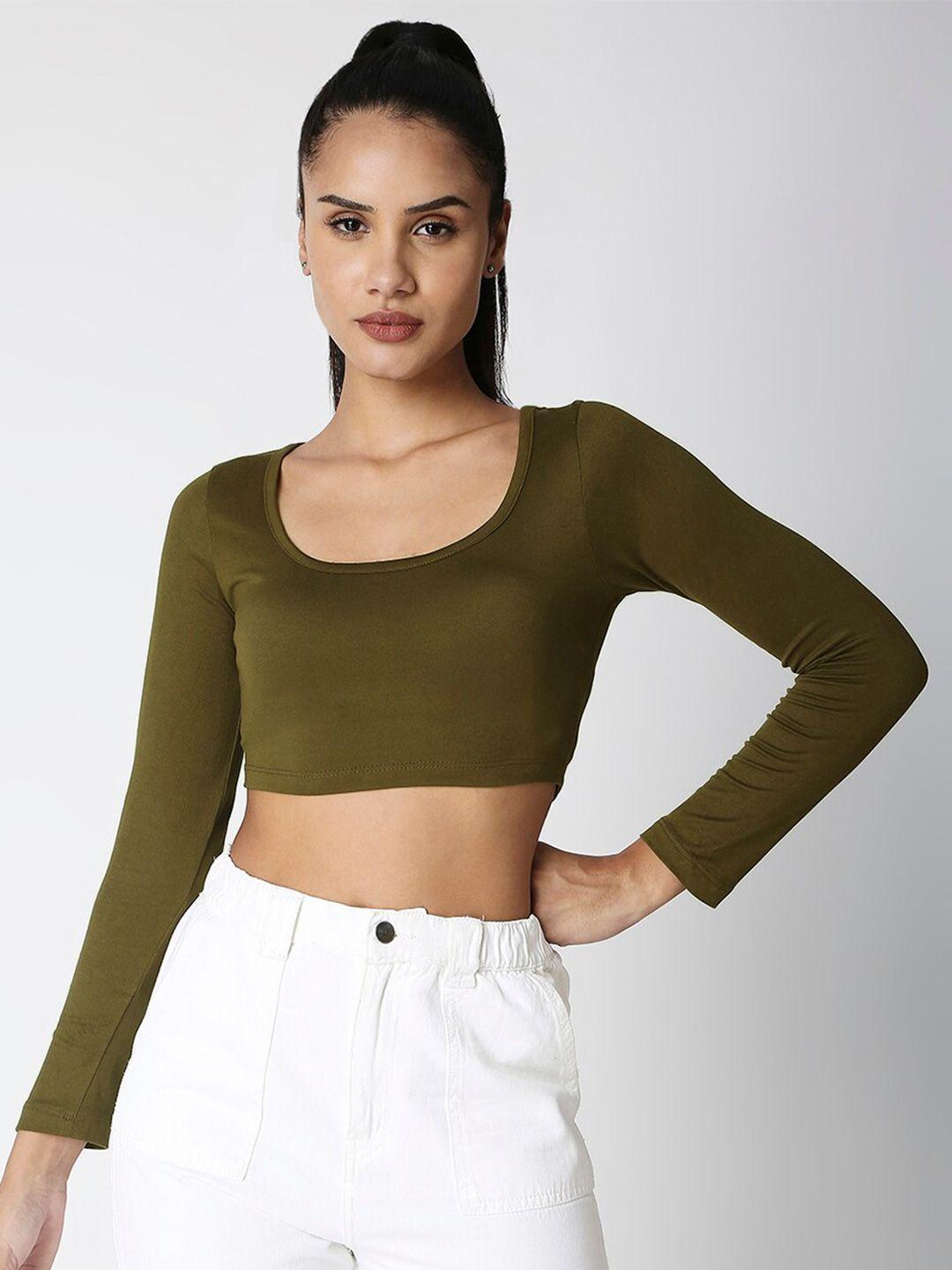 disrupt round neck long sleeve crop top