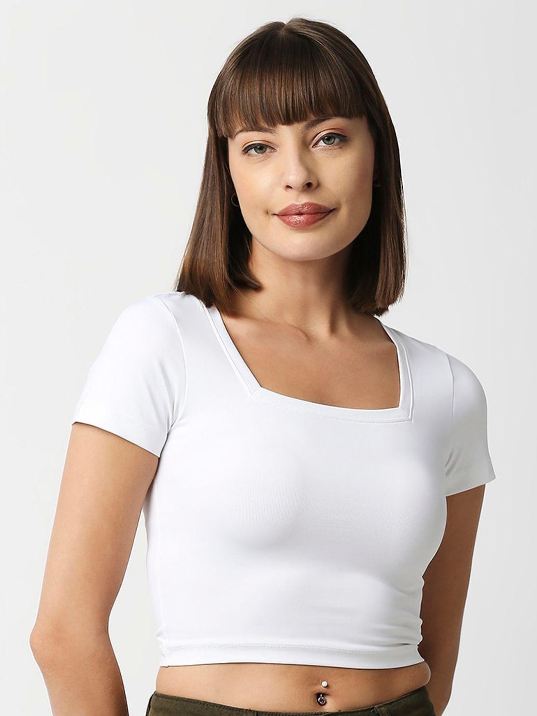 disrupt white solid crop top