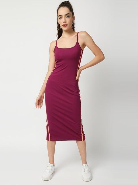 disrupt wine shoulder strap tube dress