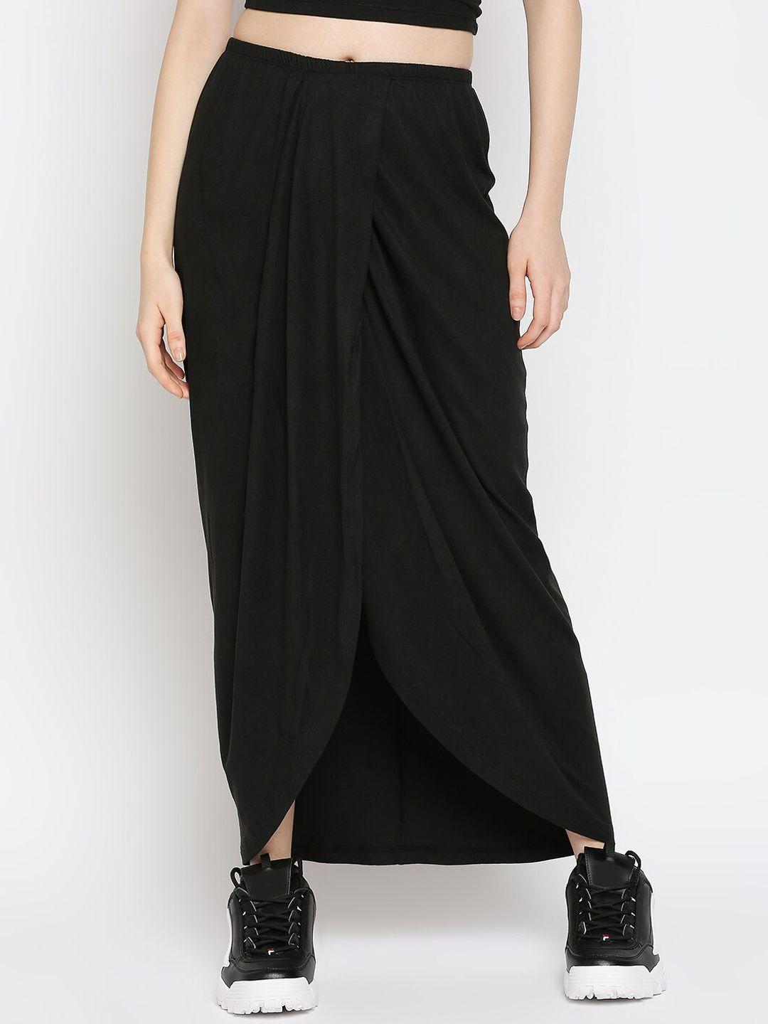 disrupt women black solid wrap maxi skirt