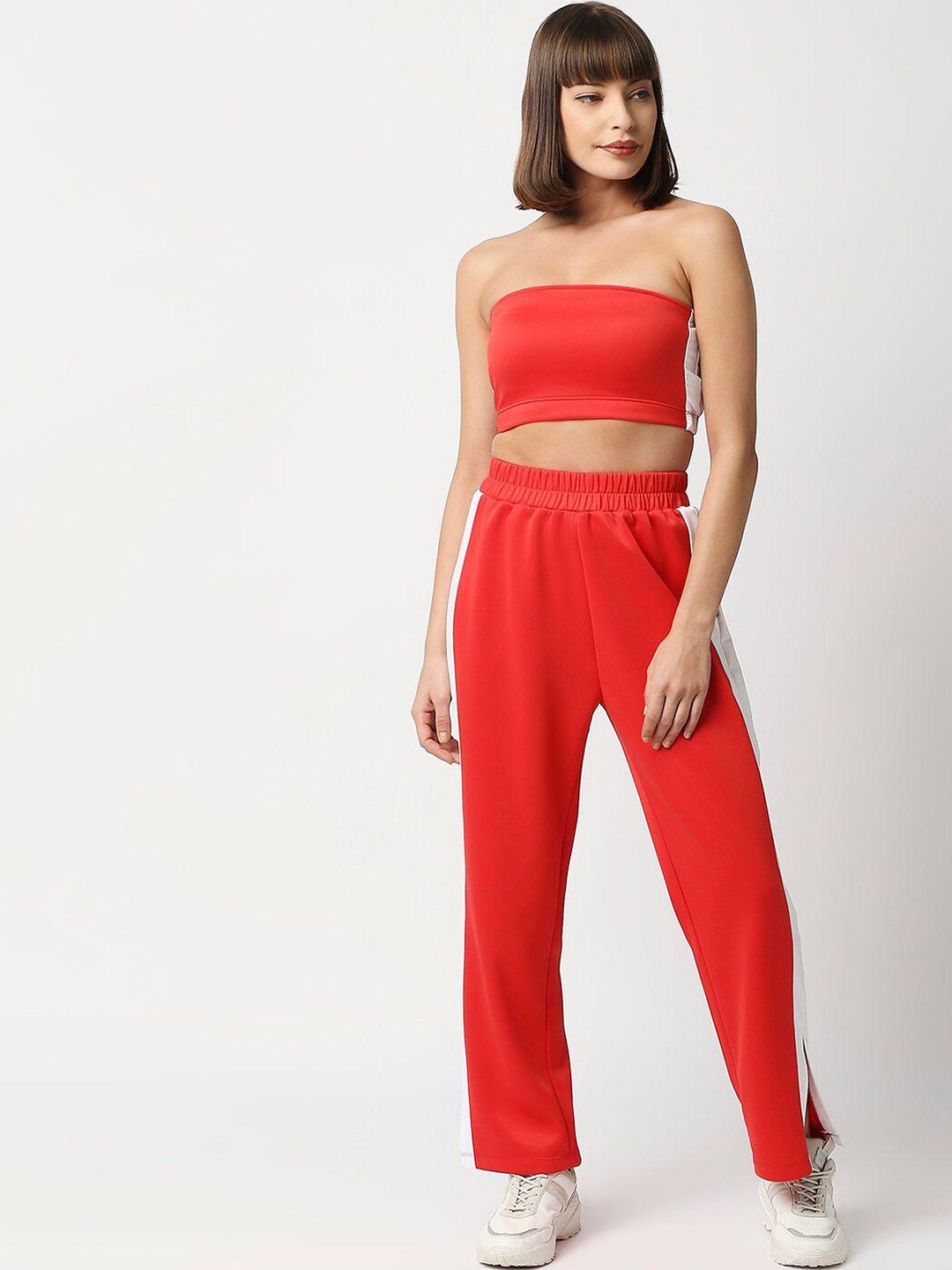 disrupt women red & white colourblocked co-ords