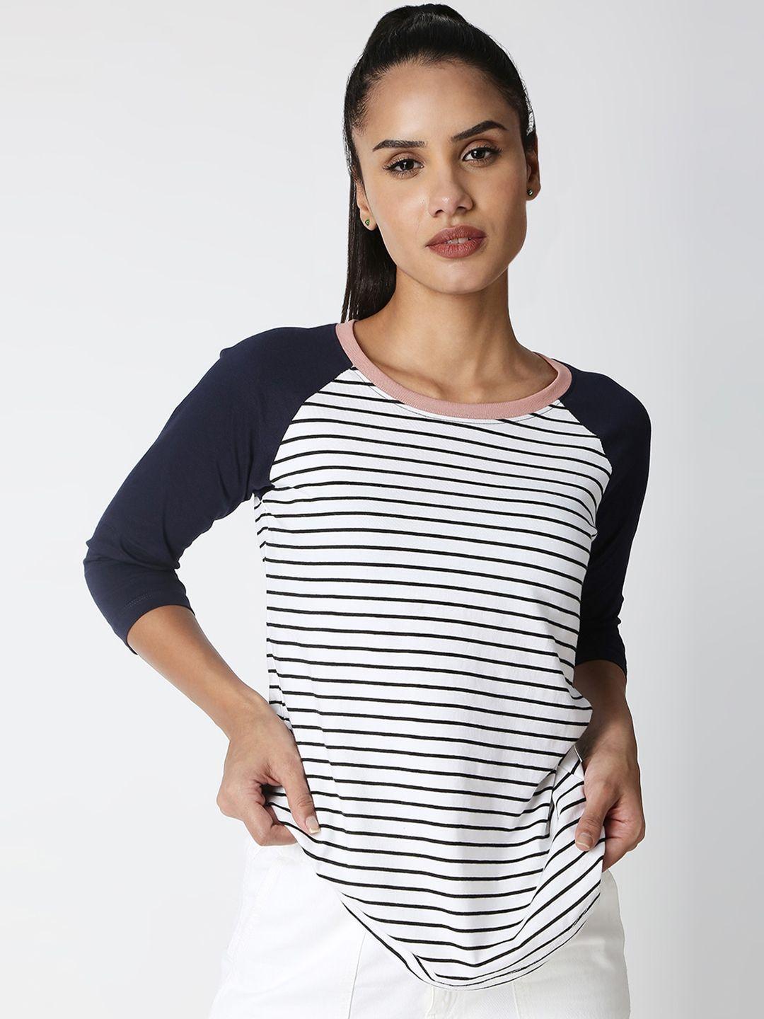 disrupt women striped bio finish cotton t-shirt