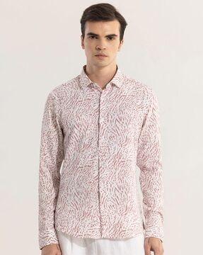 distorted animal print slim fit shirt