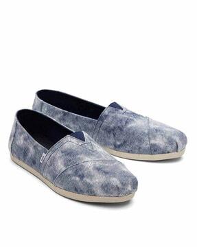 distressed canvas slip-ons