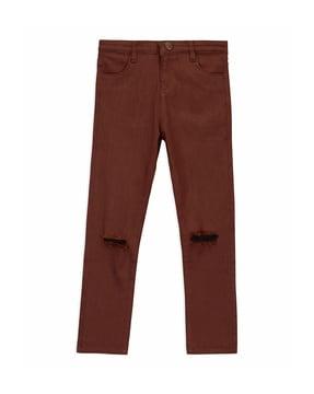 distressed mid-rise chinos