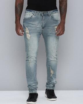 distressed skinny fit jeans