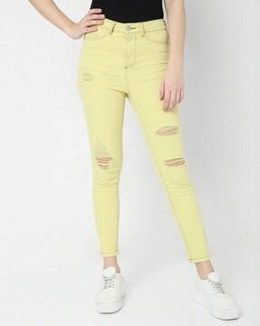 distressed skinny fit jeans