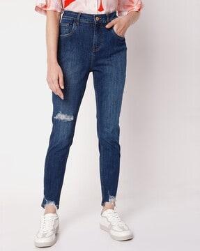 distressed skinny fit jeans