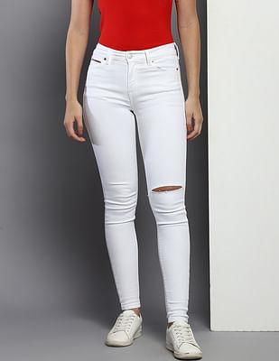 distressed skinny fit jeans