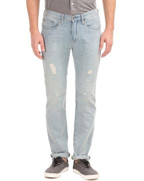 distressed slim fit jeans