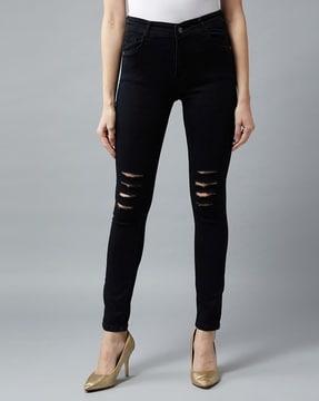 distressed slim jeans