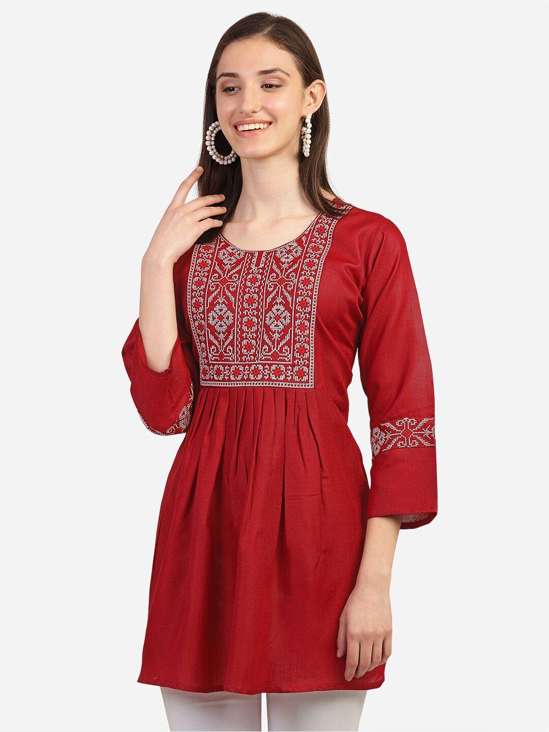 ditisa fashion women maroon embroidered thread work thread work anarkali kurti