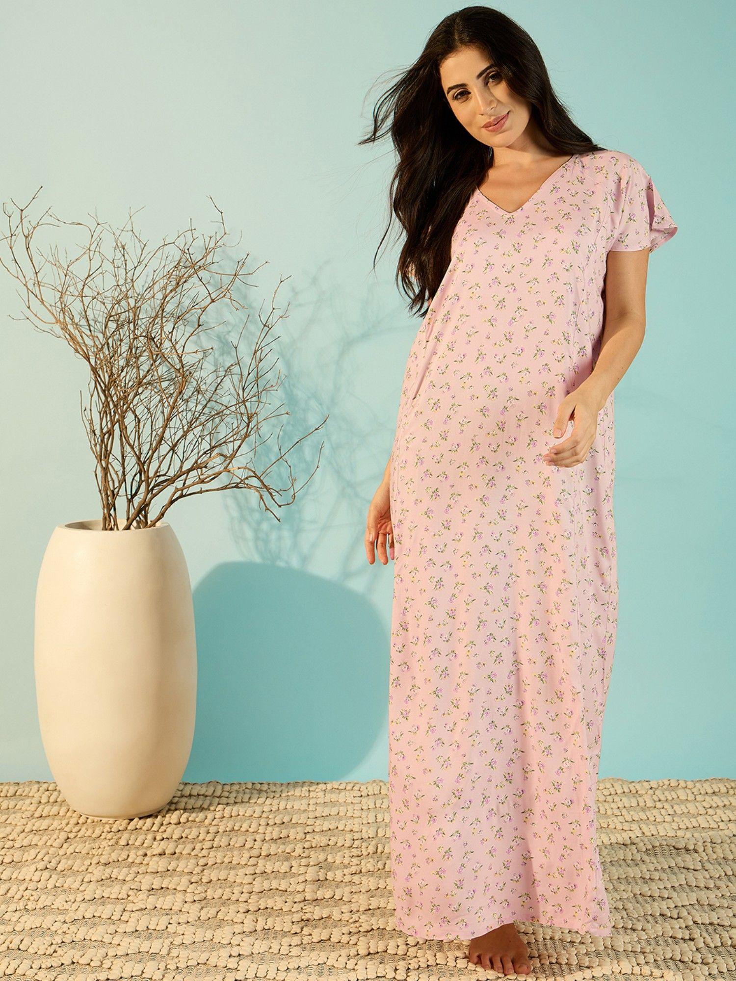 ditsy floral peach a-line chic nightdress