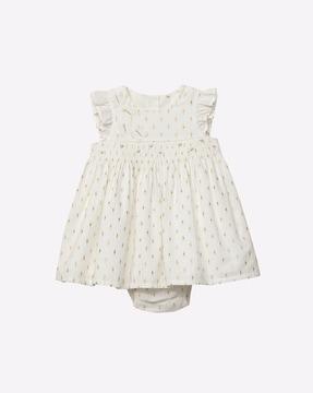 ditsy floral print a-line dress with bloomers