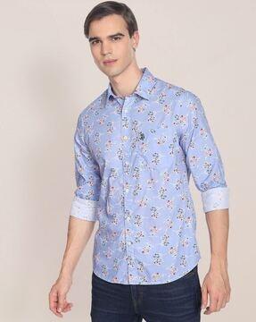 ditsy floral print shirt with patch pocket