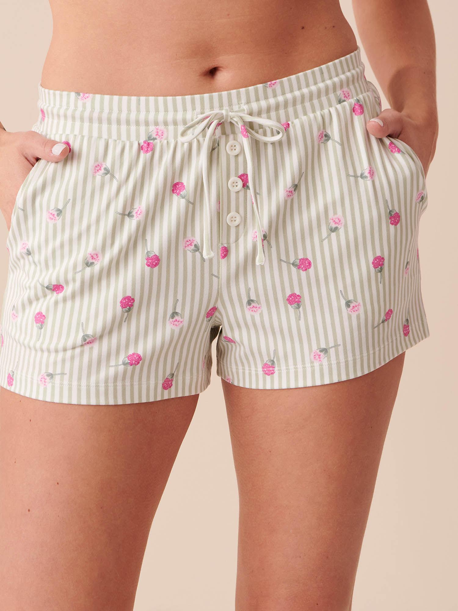 ditsy floral stripes super soft pajama shorts