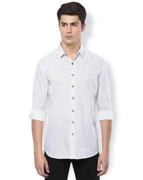 ditsy geometric print slim fit shirt