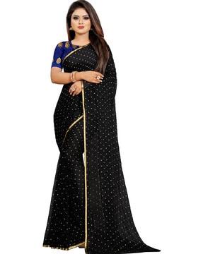 ditsy print saree with zari border