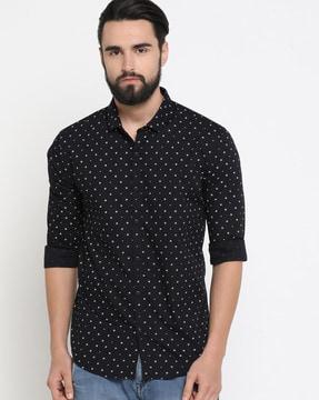 ditsy print slim fit shirt