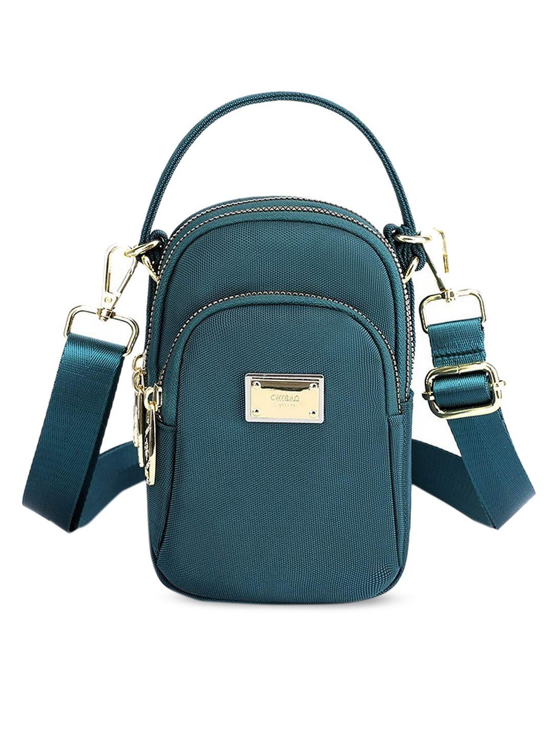 diva dale women green structured multi-pockets sling bag