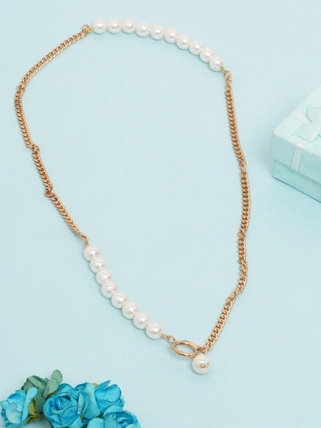 diva walk exclusive rose gold & white brass rose gold-plated handcrafted necklace