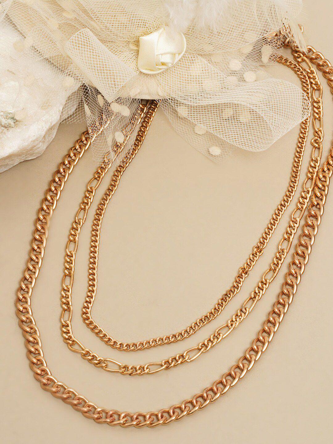 diva walk exclusive rose gold brass rose gold-plated layered necklace